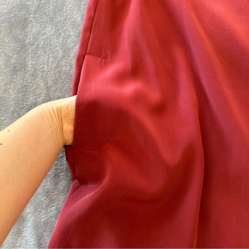 Madewell Silk One-Shoulder Burgundy Mini Dress Size 4 - Picture 8 of 13